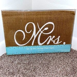 Mr&Mrs burlap chair signs